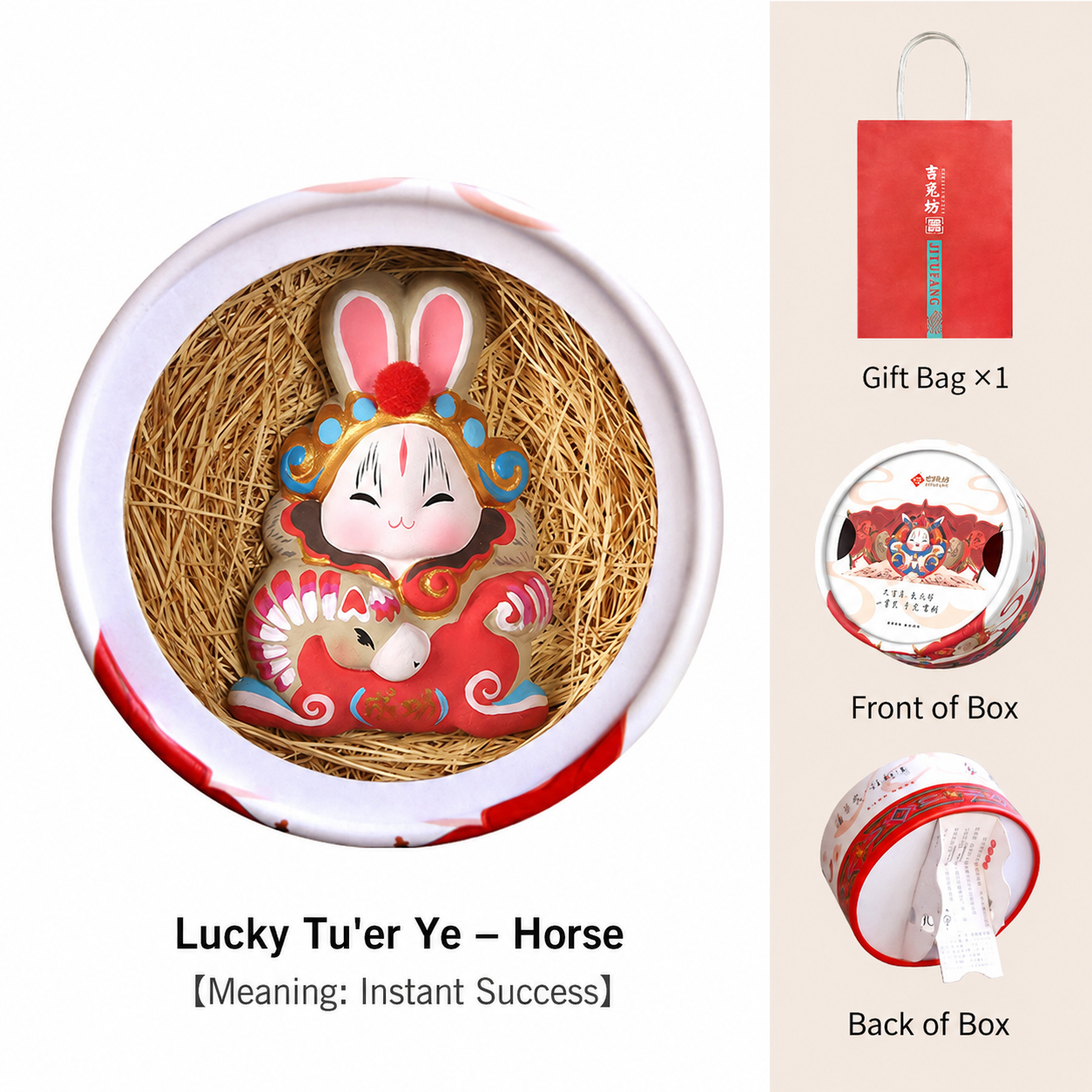 Lucky Tu'er Ye Zodiac Rabbit Lord Figurines