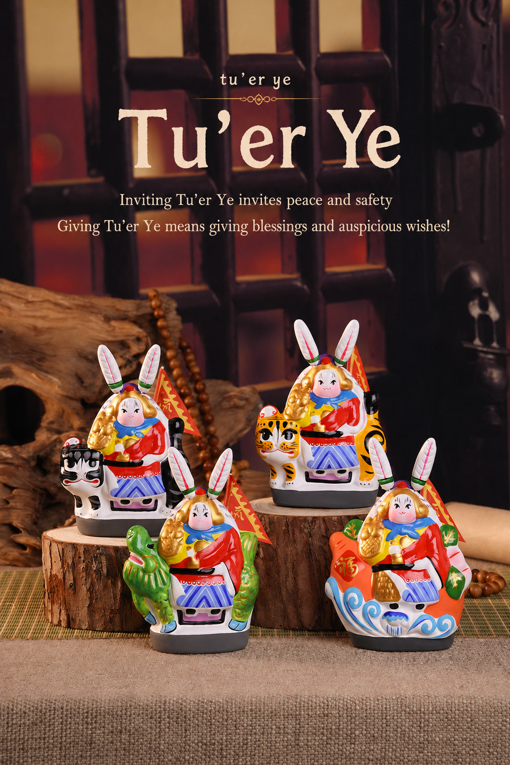 Old Beijing Tu'er Ye Rabbit Lord Figurines