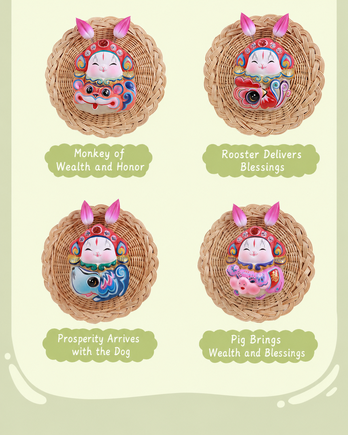 Royal Clay Guardian Rabbit Lord Zodiac Magnets