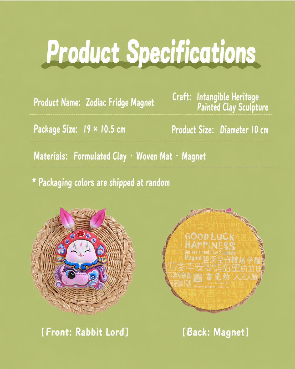Royal Clay Guardian Rabbit Lord Zodiac Magnets