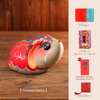 Auspicious Painted Zodiac Sculptures - Pig