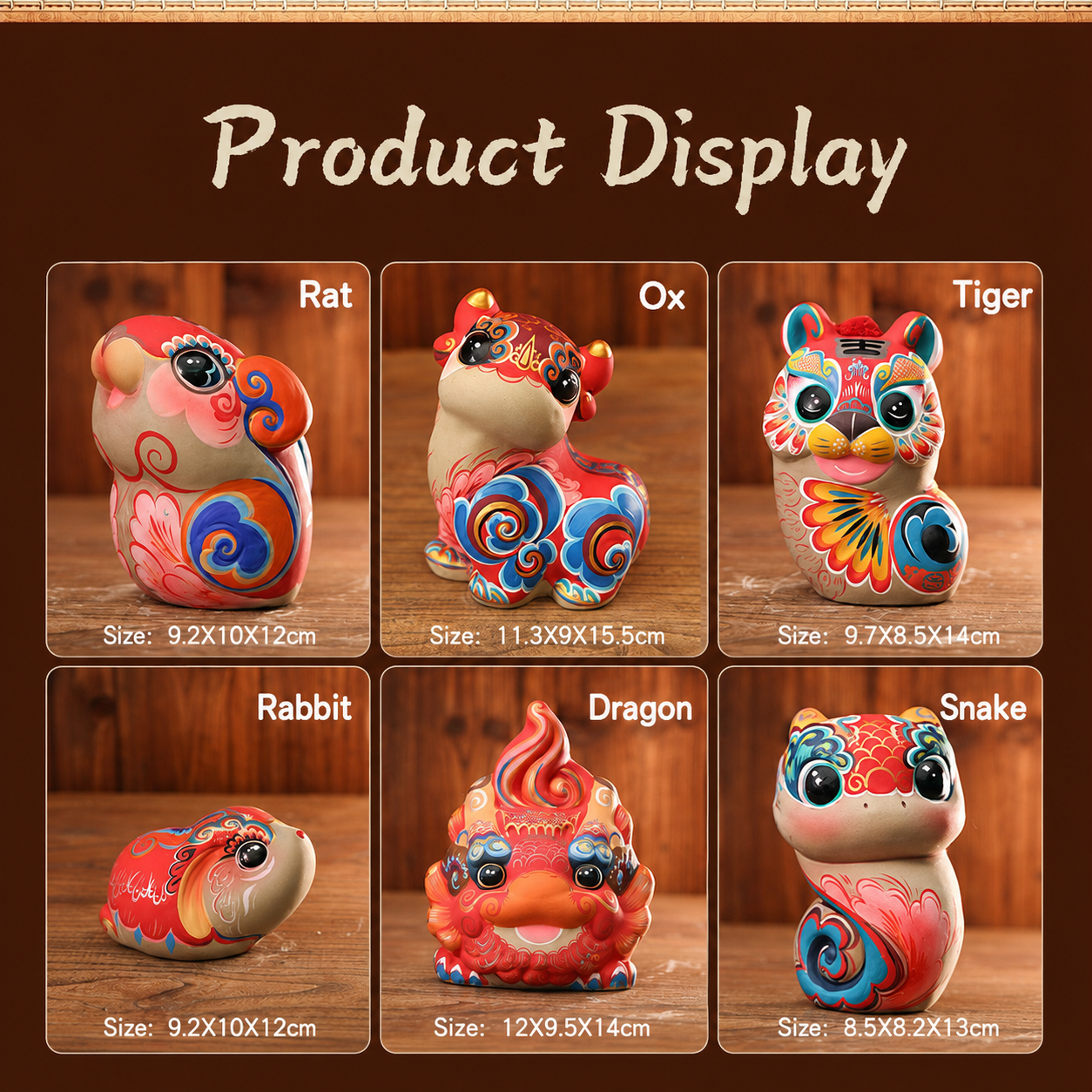 Auspicious Painted Zodiac Sculptures