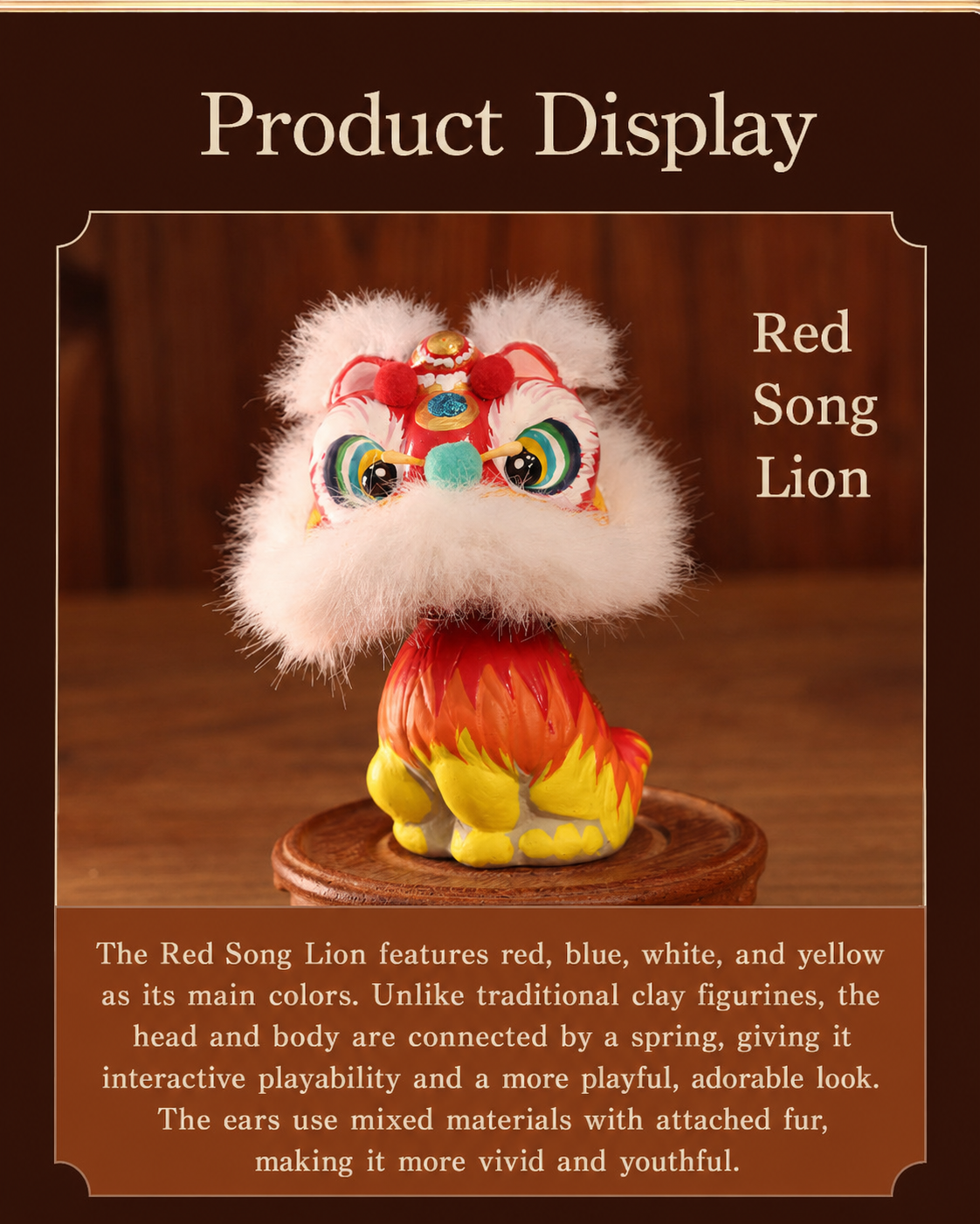 Hand-Painted Lion Dance Bobble Figurine detail image 5