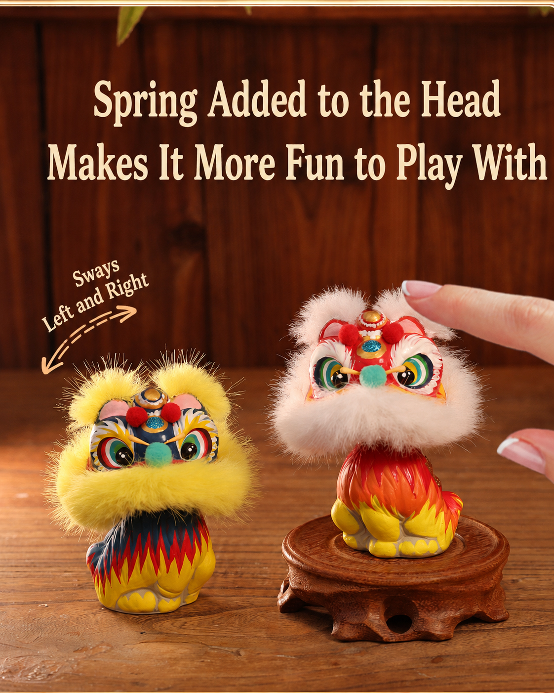 Hand-Painted Lion Dance Bobble Figurine detail image 8