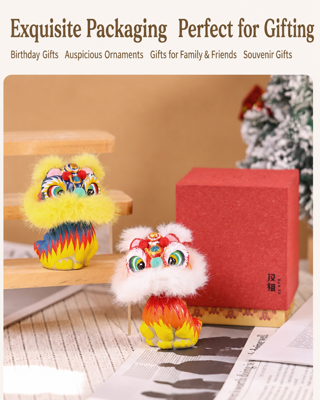 Hand-Painted Lion Dance Bobble Figurine detail image 9