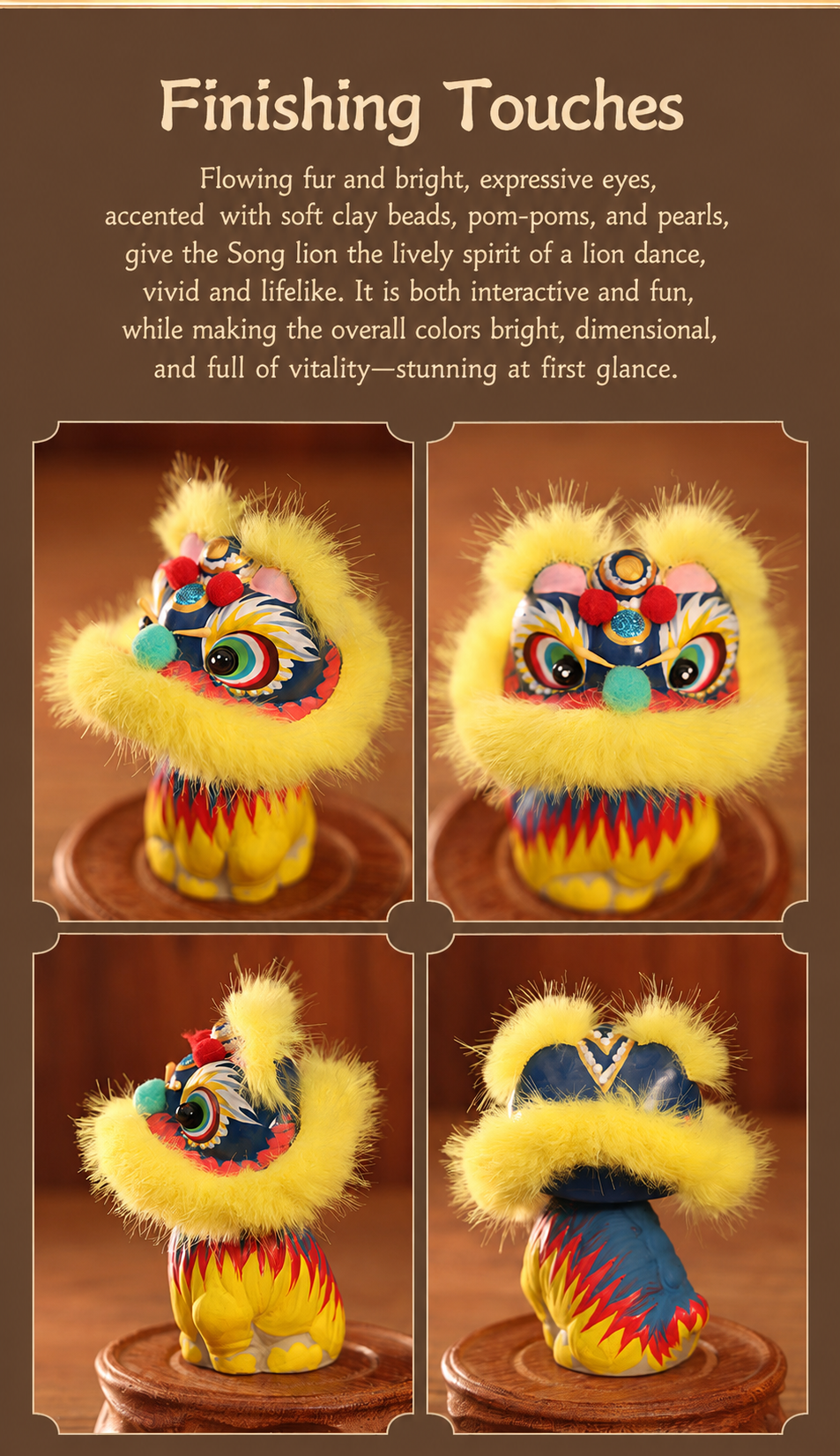 Hand-Painted Lion Dance Bobble Figurine detail image 11
