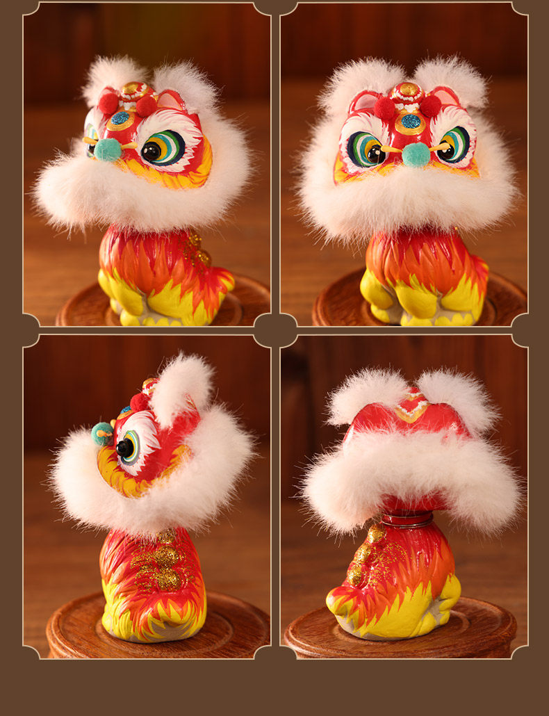 Hand-Painted Lion Dance Bobble Figurine detail image 13