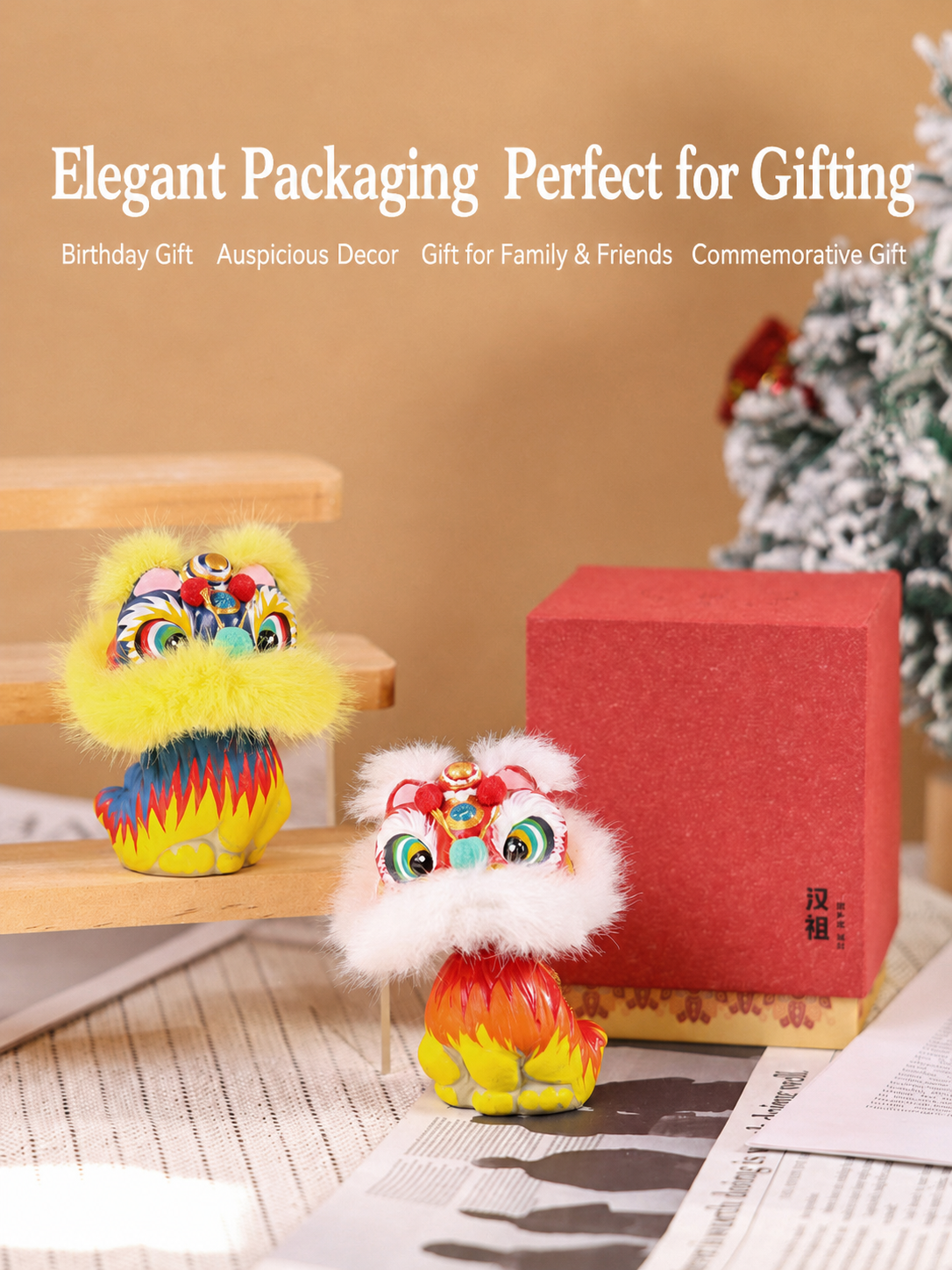 Hand-Painted Lion Dance Bobble Figurine main image 4