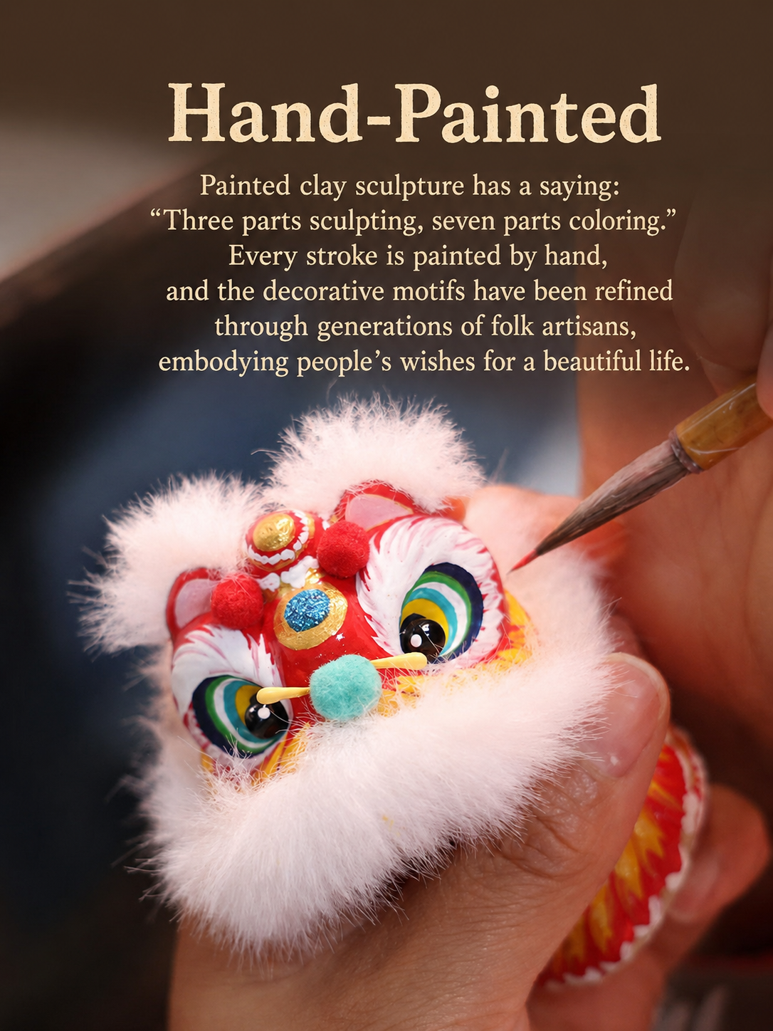 Hand-Painted Lion Dance Bobble Figurine main image 5