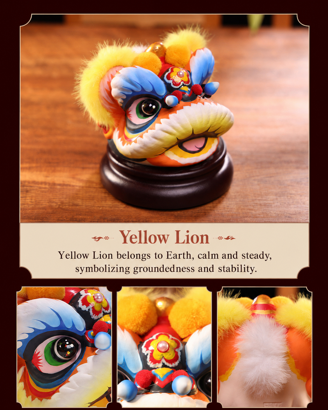 Hand-Painted Loong Lion Clay Figurines detail image 1