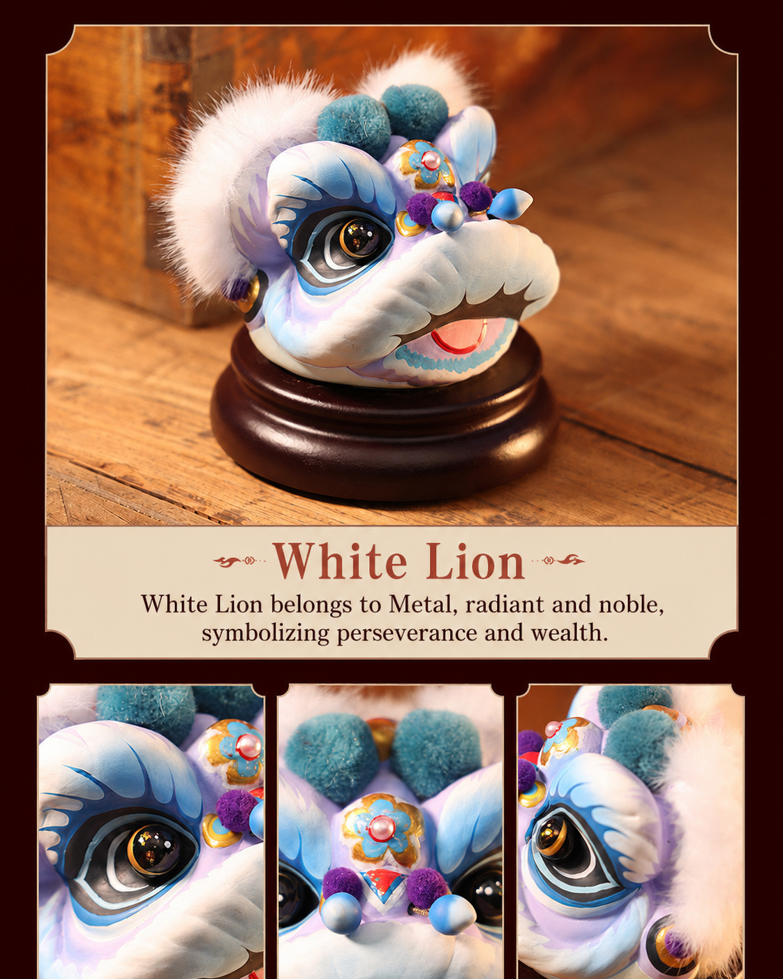Hand-Painted Loong Lion Clay Figurines detail image 3
