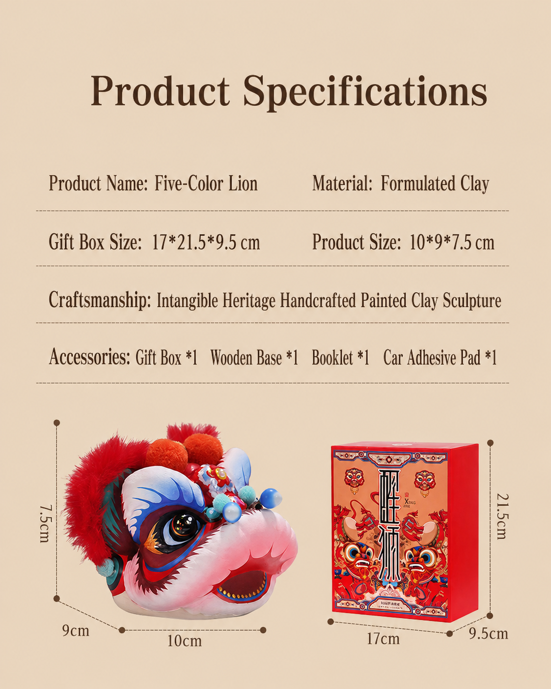 Hand-Painted Loong Lion Clay Figurines detail image 5