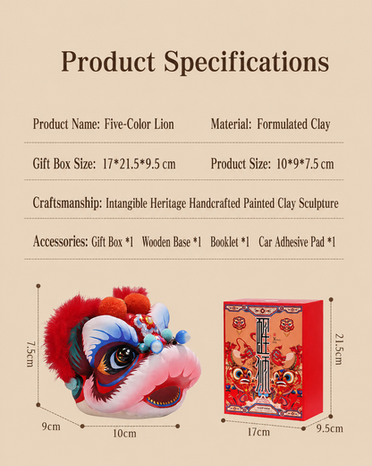 Hand-Painted Loong Lion Clay Figurines detail image 5