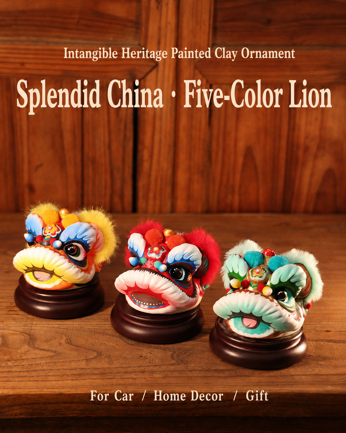 Hand-Painted Loong Lion Clay Figurines detail image 7