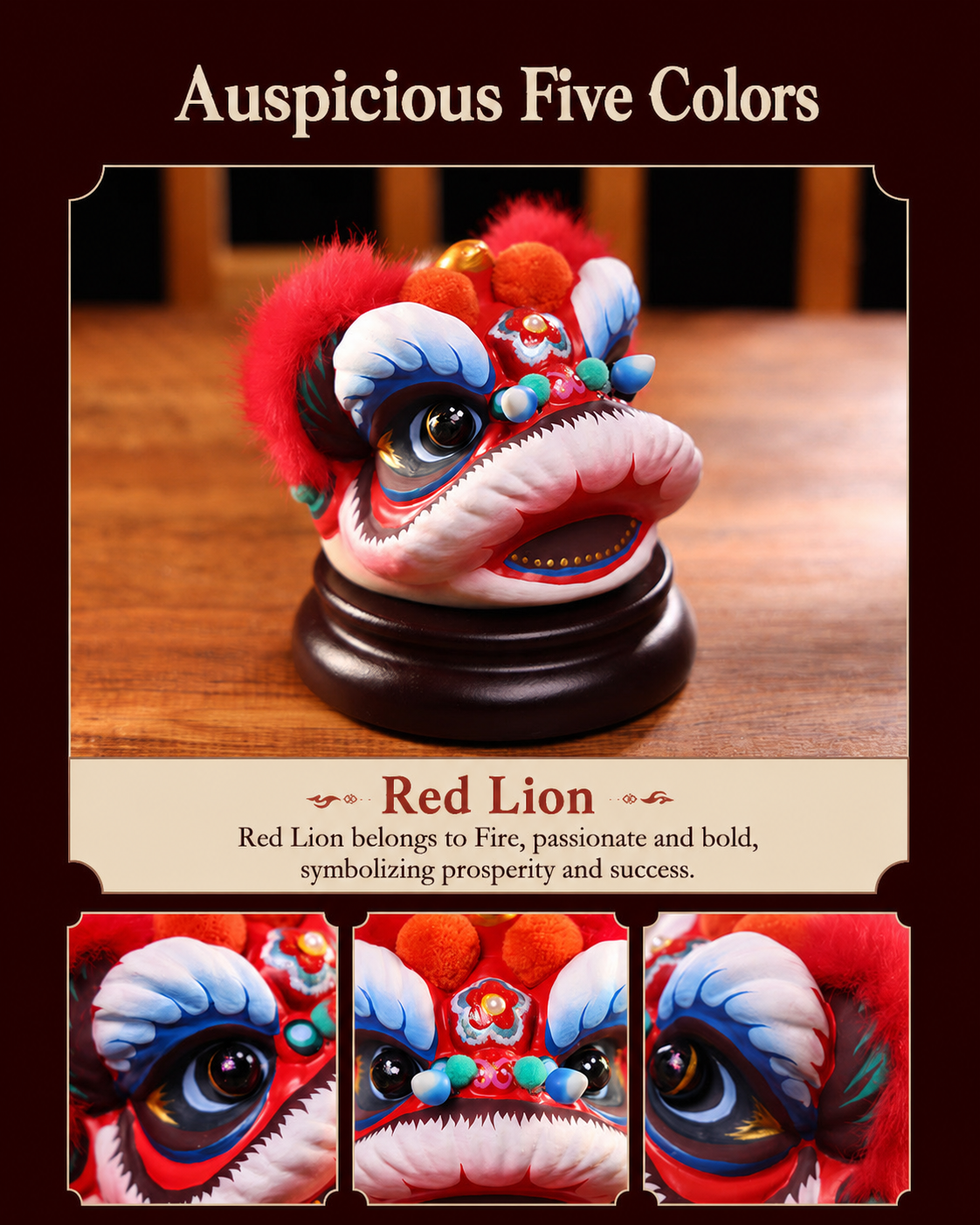 Hand-Painted Loong Lion Clay Figurines detail image 9