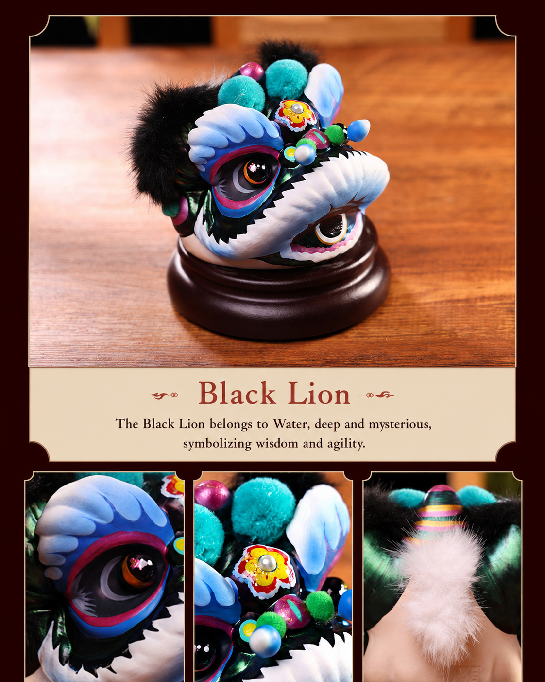 Hand-Painted Loong Lion Clay Figurines detail image 10