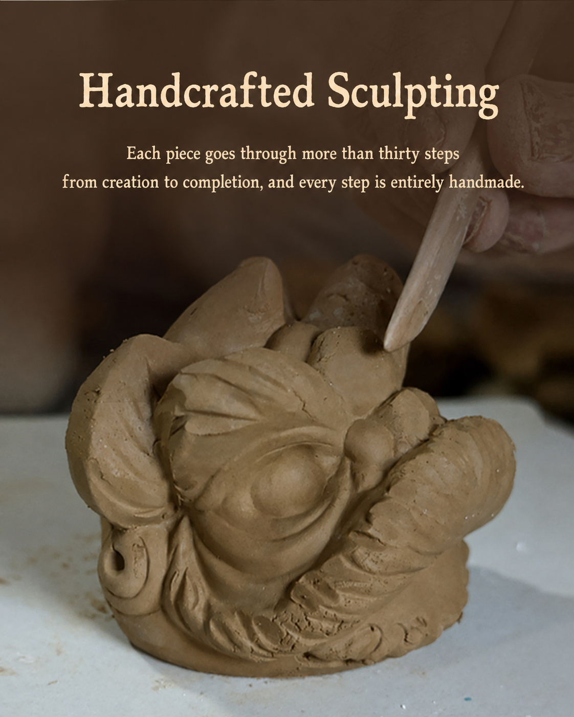 Hand-Painted Loong Lion Clay Figurines detail image 11