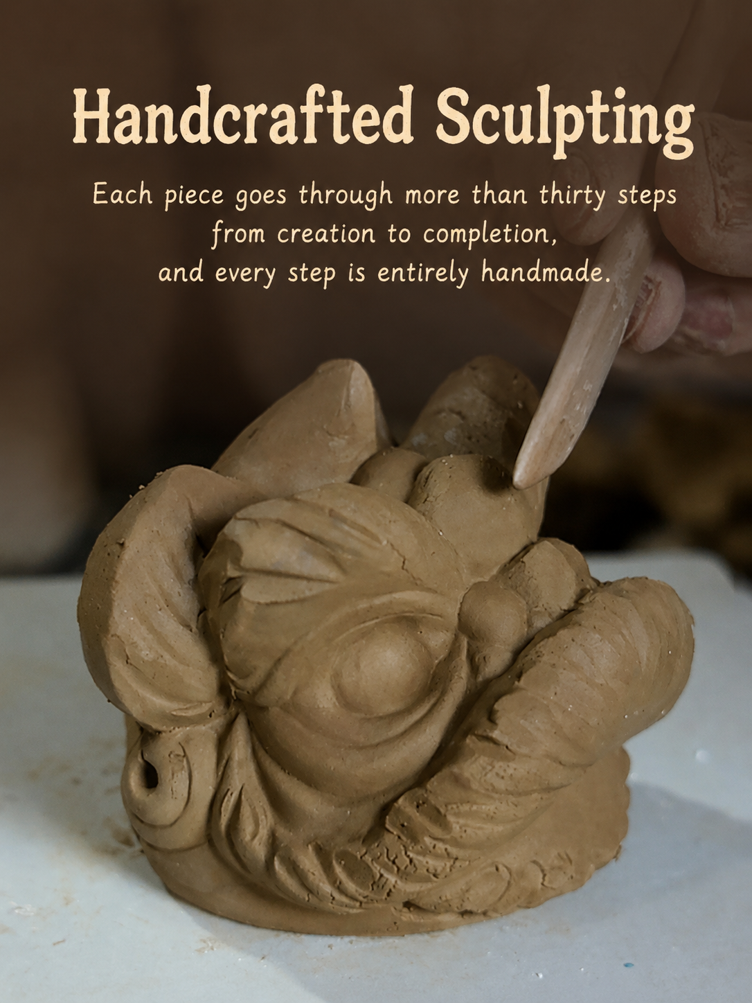 Hand-Painted Loong Lion Clay Figurines main image 3