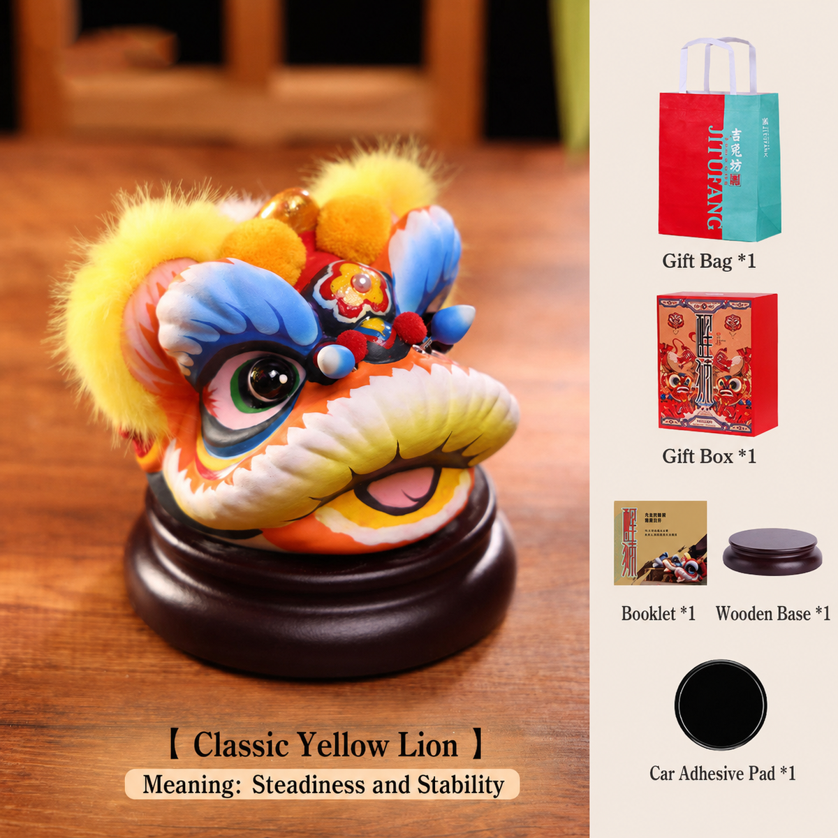 Hand-Painted Loong Lion Clay Figurines sku image 3