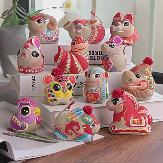 Chinese Zodiac Blessings Clay Figurines
