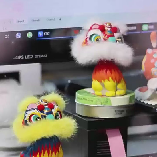 Hand-Painted Lion Dance Bobble Figurine product video