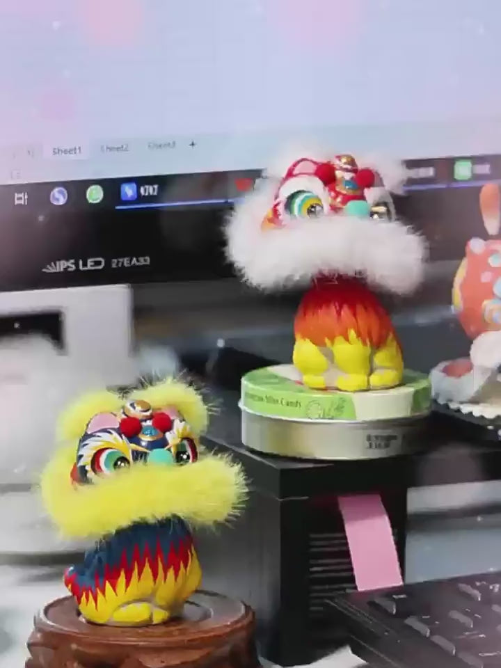 Hand-Painted Lion Dance Bobble Figurine product video