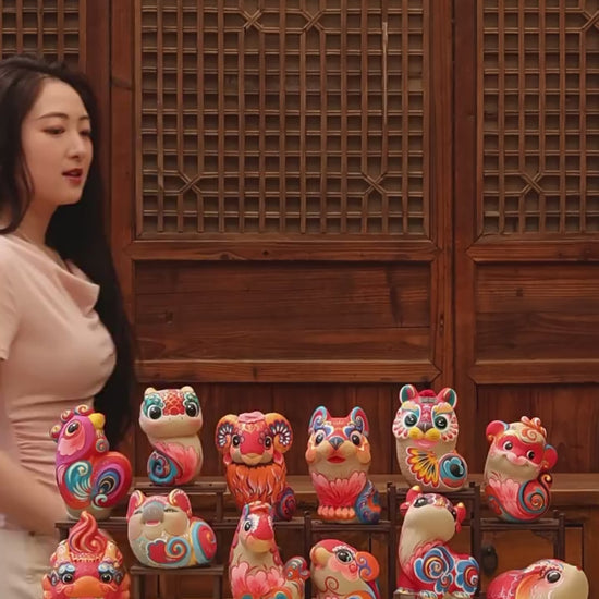 Auspicious Painted Zodiac Sculptures