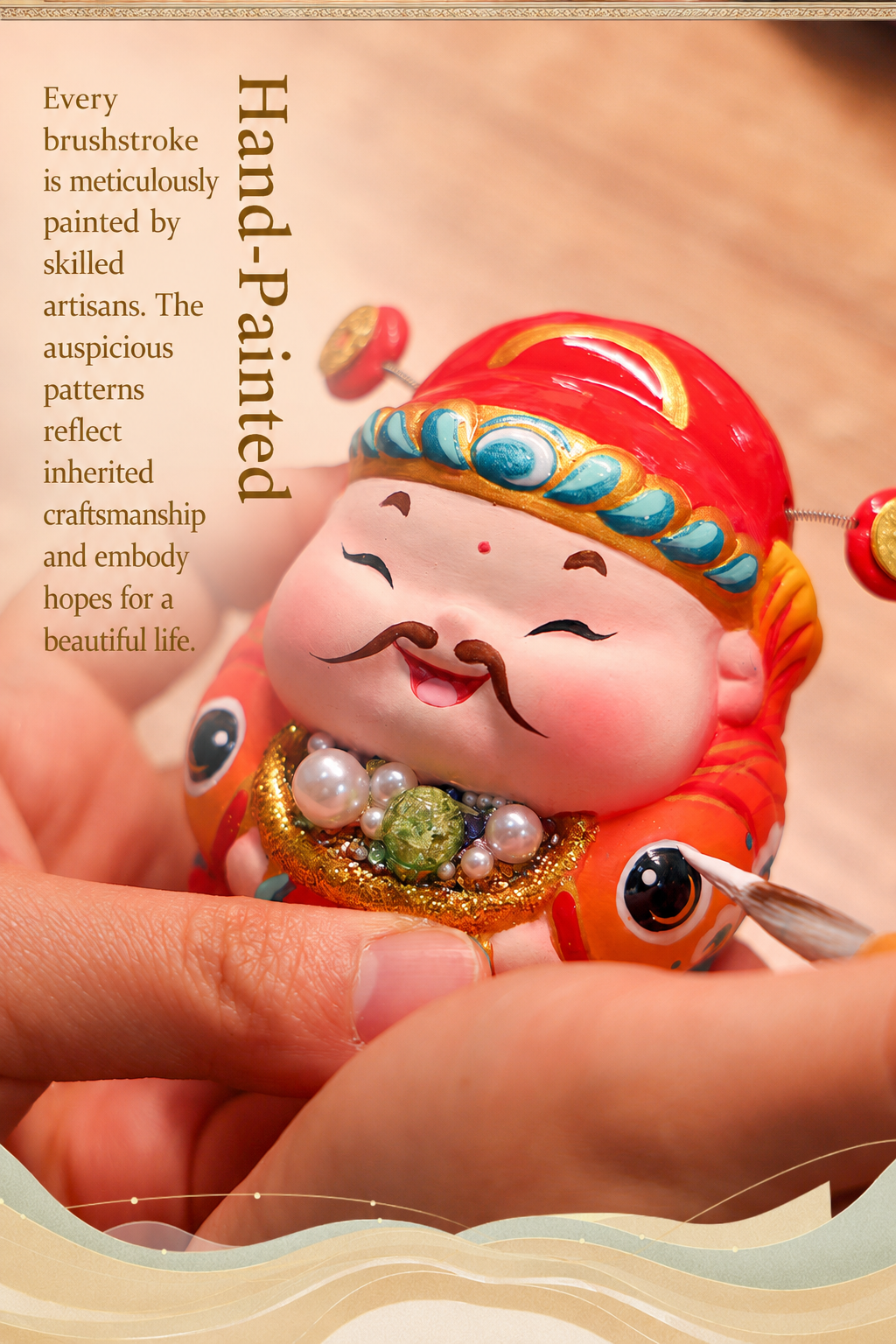 Threefold Prosperity God of Wealth Figurine detail image 5