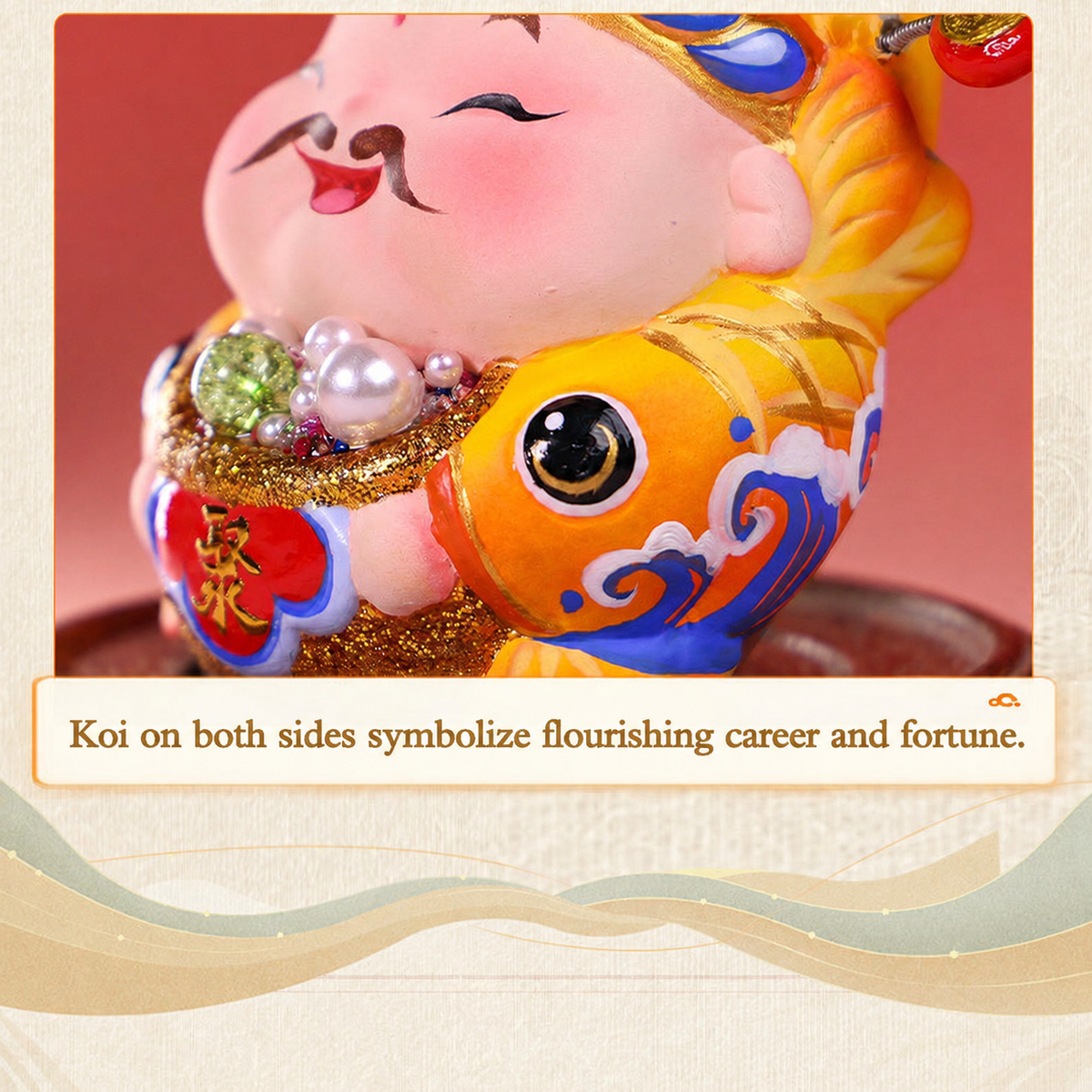 Threefold Prosperity God of Wealth Figurine detail image 7