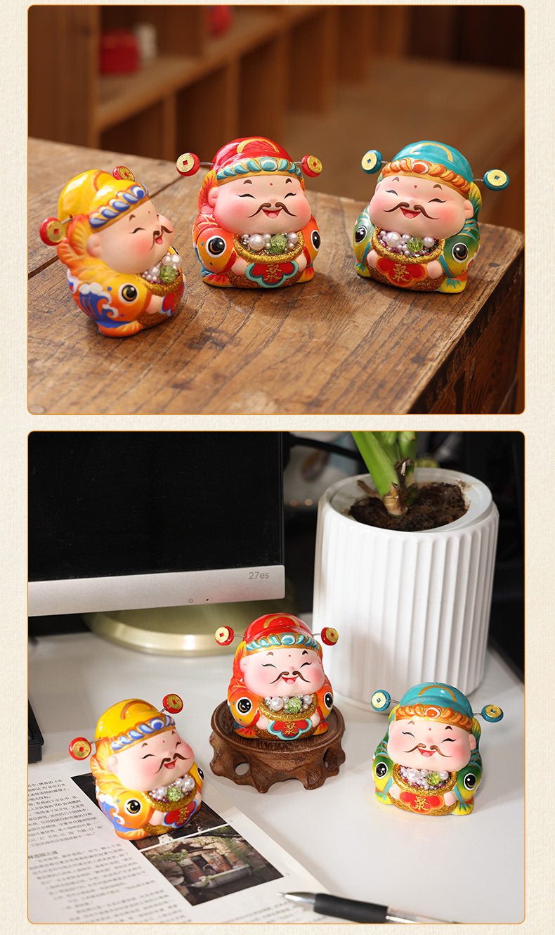 Threefold Prosperity God of Wealth Figurine detail image 12