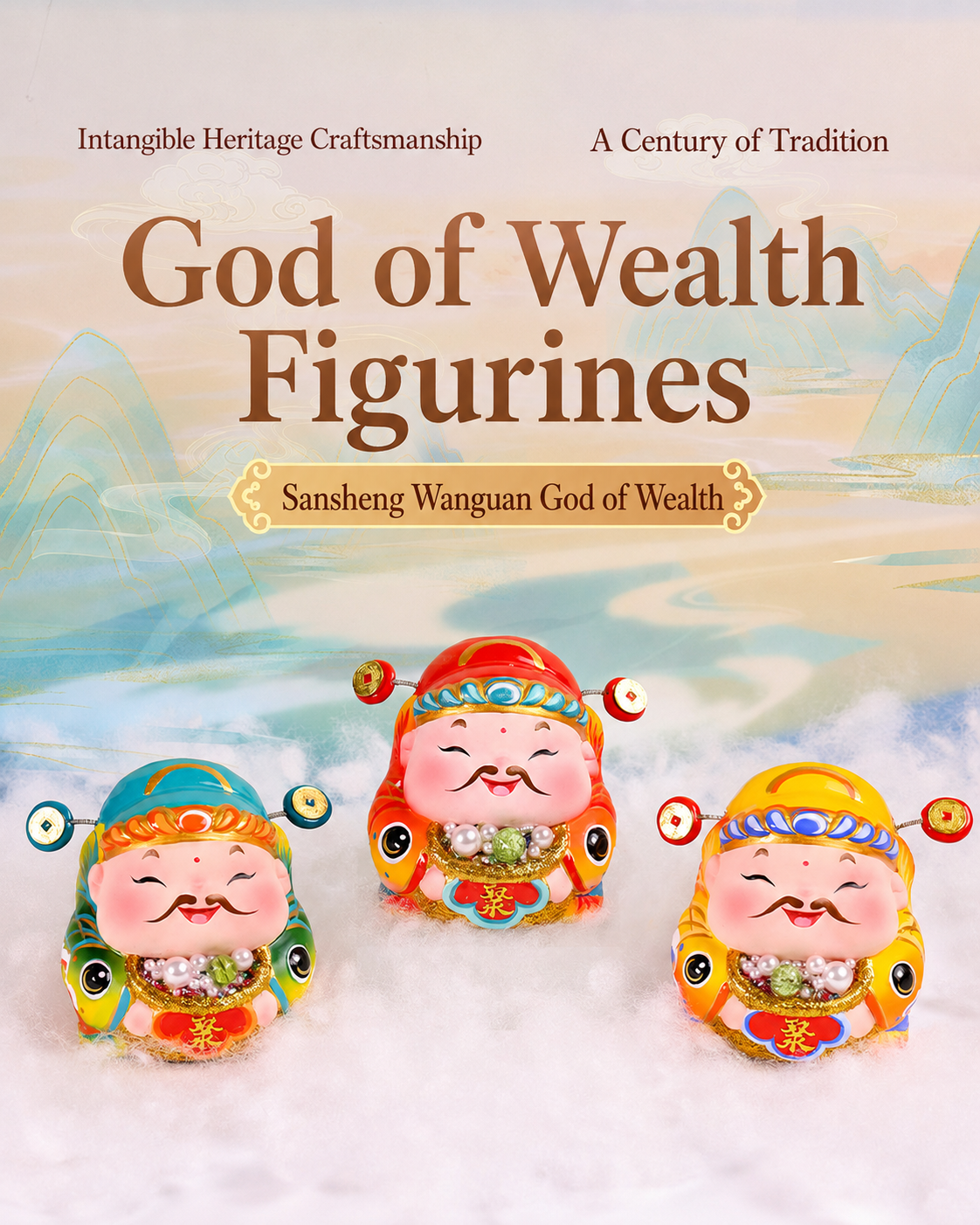 Threefold Prosperity God of Wealth Figurine main image 4