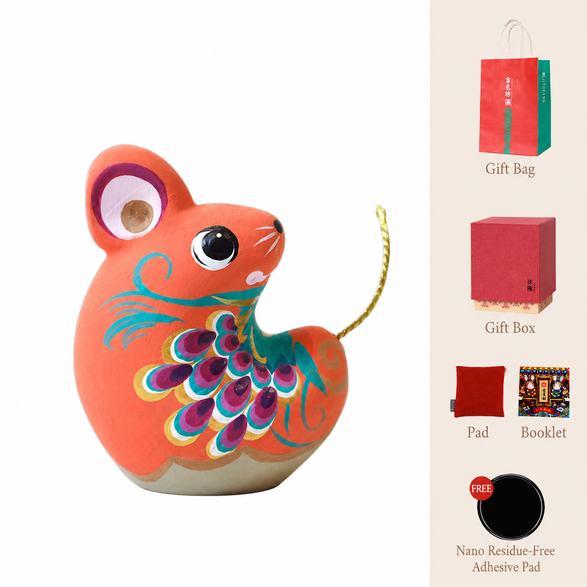 Twelve Auspicious Zodiac Clay Figurines - Rat