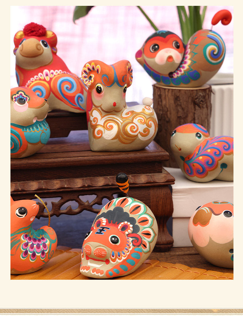 Twelve Auspicious Zodiac Clay Figurines