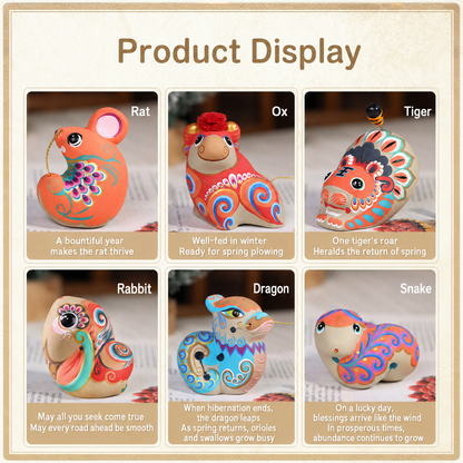 Twelve Auspicious Zodiac Clay Figurines