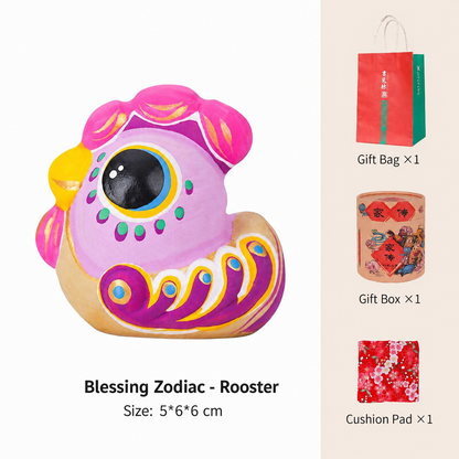 Chinese Zodiac Blessings Clay Figurines - Rooster