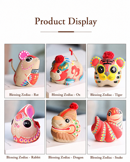 Chinese Zodiac Blessings Clay Figurines