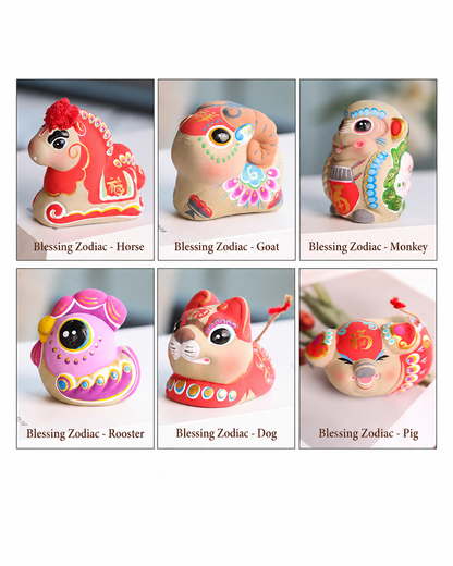 Chinese Zodiac Blessings Clay Figurines