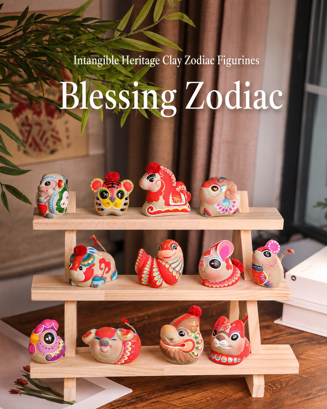 Chinese Zodiac Blessings Clay Figurines